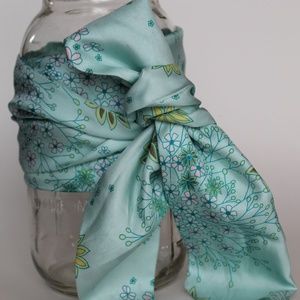 Vintage 60's Silk Hair Scarf Tiffany Blue